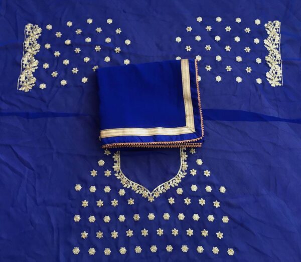 Fancy Georgette Blue Saree with Lace Border