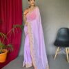 Wedding Fancy Work Border Purple Saree