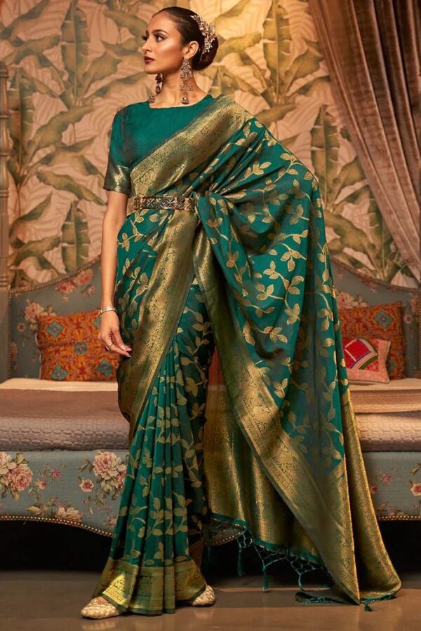 Banarasi Wedding Designer Silk Green Saree