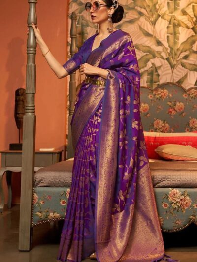 Stylish Festival wear Silk Purple Saree