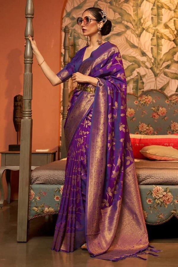 Stylish Festival wear Silk Purple Saree