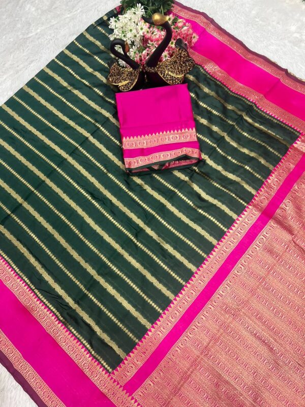 Fancy Banarasi Wedding Green Saree