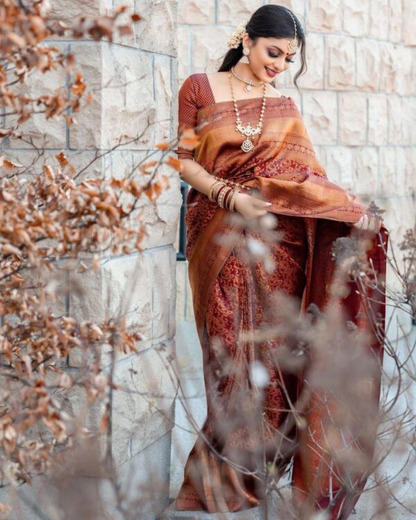 Banarasi Designer Silk Maroon Saree