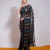 Party wear Black Saree in sequence work