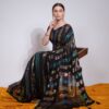 Party wear Black Saree in sequence work