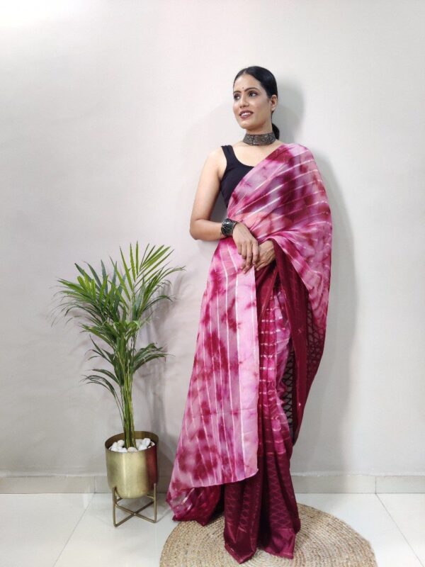 Traditional Stylish Ready To Wear Pink Saree