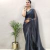 Ready To Wear Party Wear Grey Sari