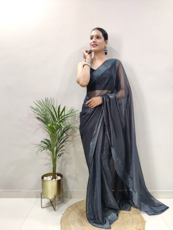 Ready To Wear Party Wear Grey Sari