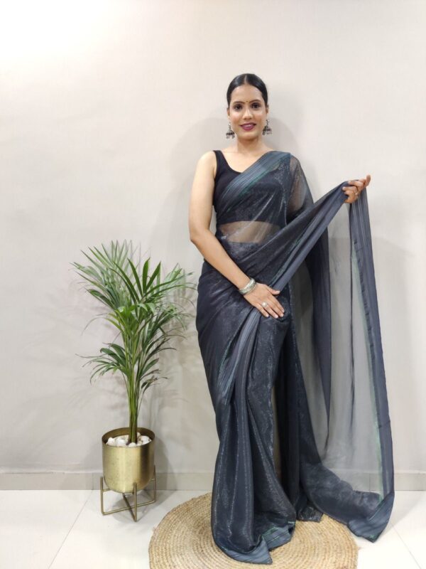 Ready To Wear Party Wear Grey Sari