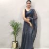 Ready To Wear Party Wear Grey Sari