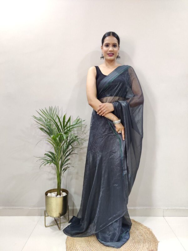 Ready To Wear Party Wear Grey Sari