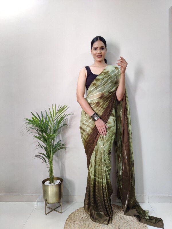 Green Ready To Wear One Miniute Saree