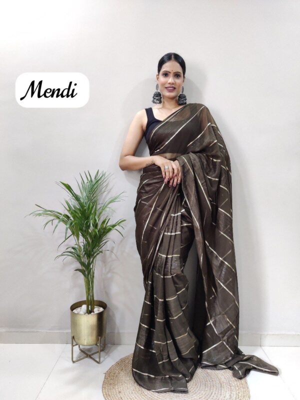 One Miniute Crepy Silk Green Saree