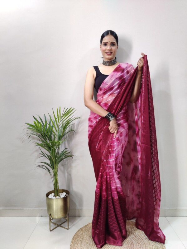 Traditional Stylish Ready To Wear Pink Saree