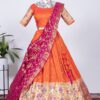 Lahenga Choli Wedding Orange Paithani Silk