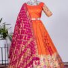 Lahenga Choli Wedding Orange Paithani Silk