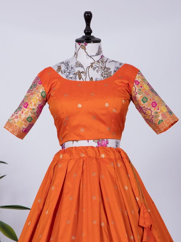 Lahenga Choli Wedding Orange Paithani Silk