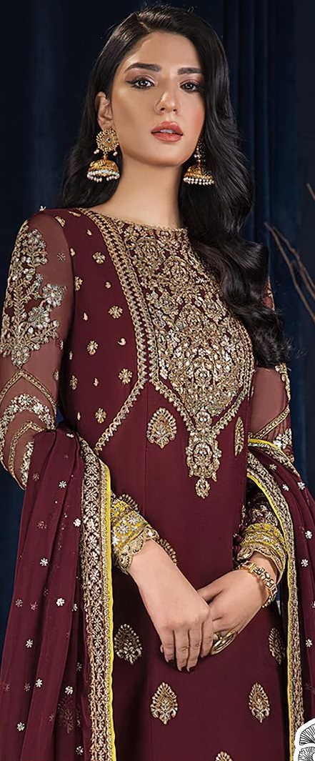 Maroon Stylish Party Wear Pakistani Suit