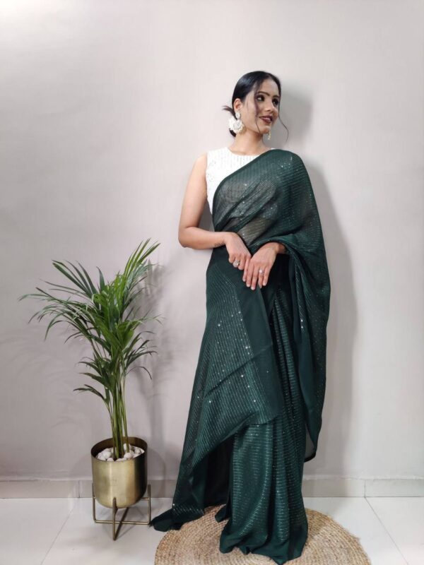 Wedding Fashion Sequence Green Saree