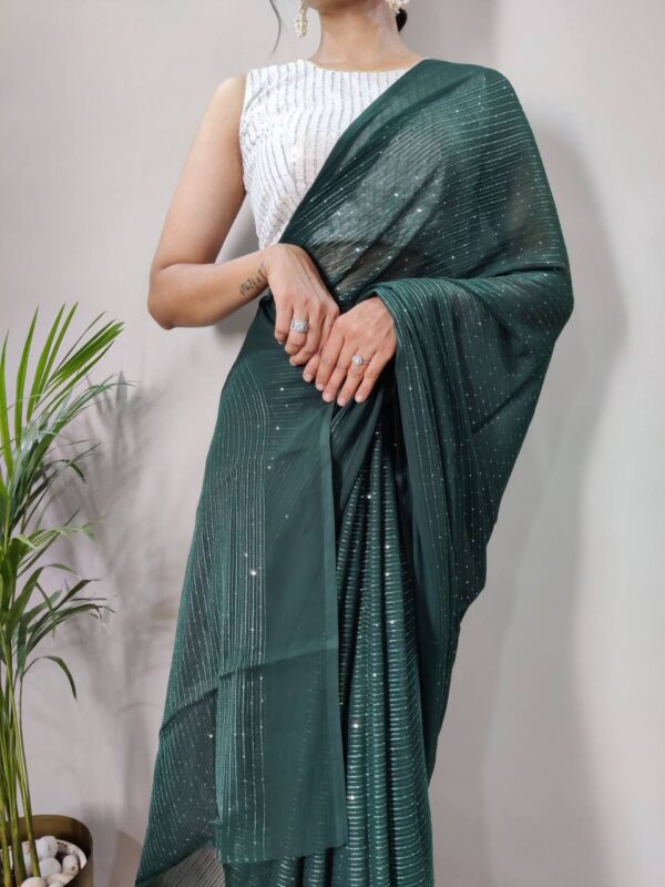 Wedding Fashion Sequence Green Saree