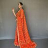 Badhani Orange Saree with Work Border