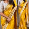 Wedding Haldi Work Silk Yellow Saree