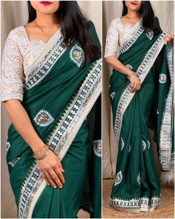 Wedding Silk Green Saree in Heavy Work