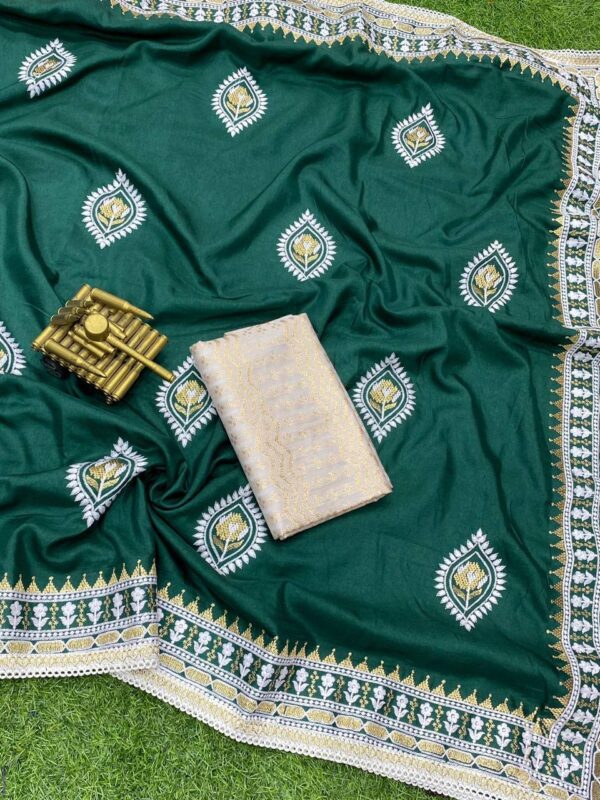 Wedding Silk Green Saree in Heavy Work