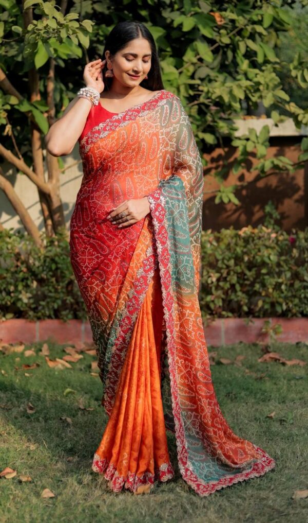 Designer Work Border Women Multi Saree