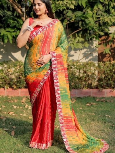 Traditional Bandhej Design Fancy Multi Saree