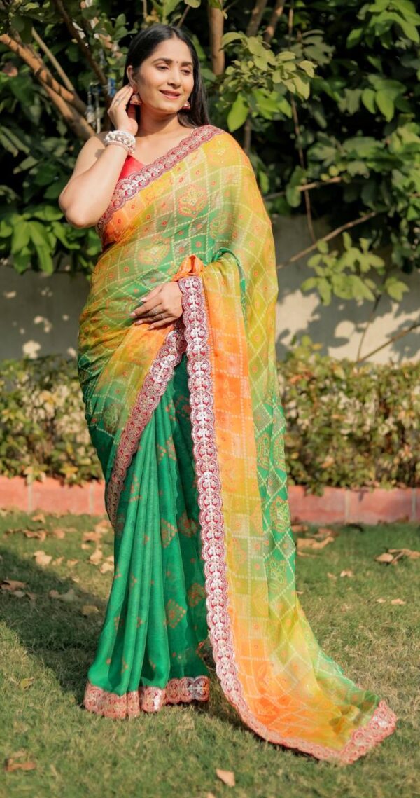 Work Border Multi Color Saree With Fancy Pallu