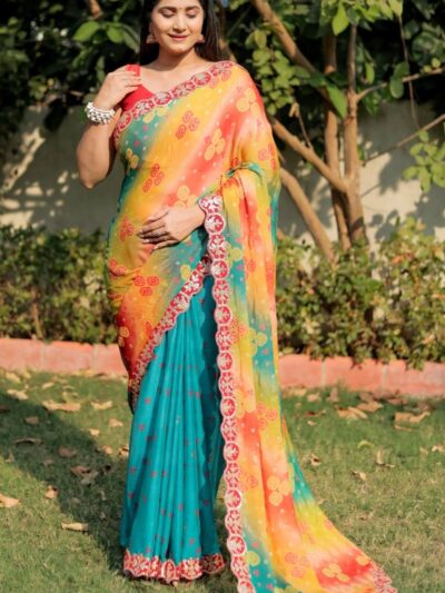 Latest Fashion Women Wear Multi Color Saree