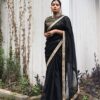 Georgette Black Saree With Work Border