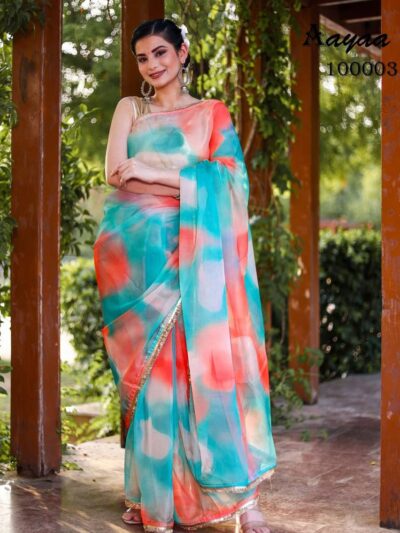 Stylish Party Sky Blue Saree in Organza