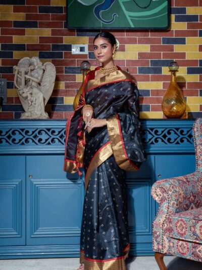 Bollywood Function wear Silk Black Saree