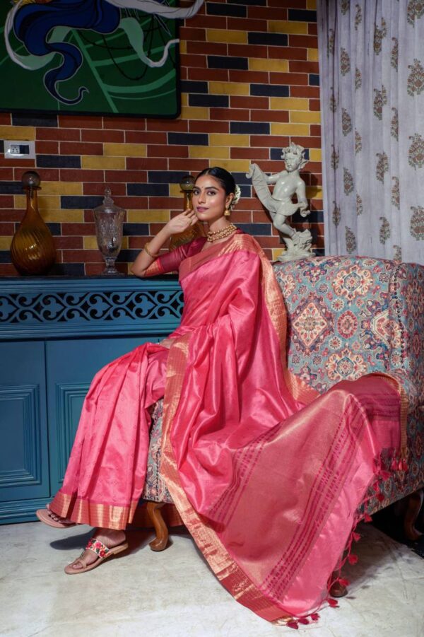 Wedding Banarasi Women Silk Pink Saree