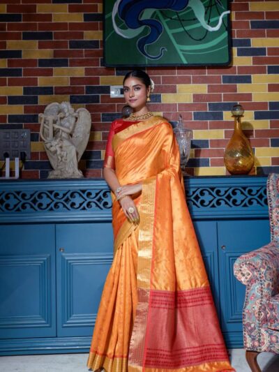 Wedding Function Wear Silk Orange Saree