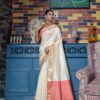 Fancy Women Function Wear Silk Cream Saree