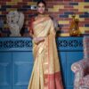 Banarasi Designer Stylish Silk Cream Saree