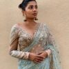 Wedding Fancy Work Net Sky Blue Saree