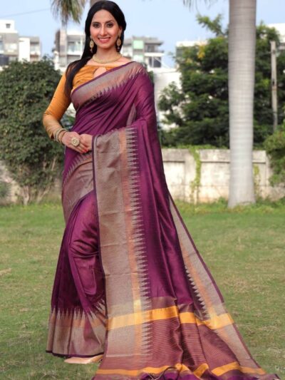 Wedding Banarasi Purple Saree in Silk