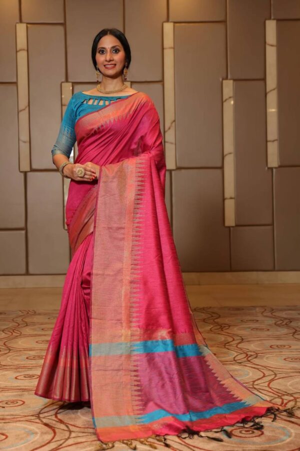 Fancy Border Wedding Banarasi Pink Saree