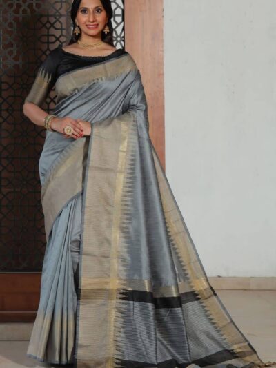 Formal Women Wear Banarasi Grey Saree