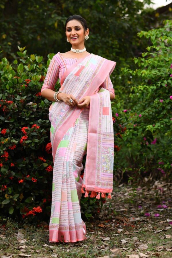 Fancy Design Formal Cotton Pink Saree