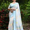 Trending Design Cotton Sky Blue Saree