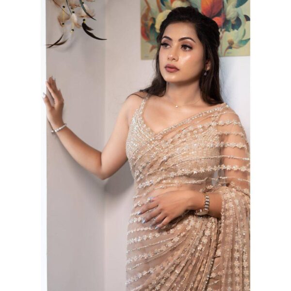 Cream Saree