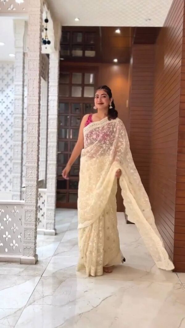 Cream Saree