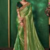 Embroidery Work Border Green Saree