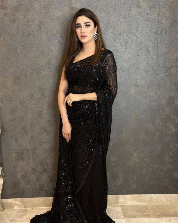 Sequence Black Saree For Party Wear