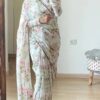 Floral Print Design Fancy White Saree